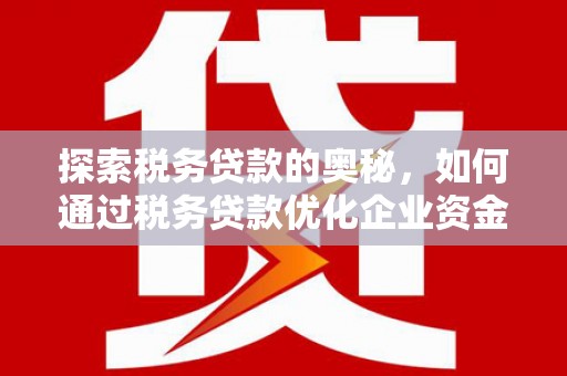 新埔探索税务贷款的奥秘，如何通过税务贷款优化企业资金流