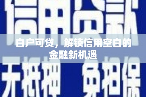 汤原白户可贷，解锁信用空白的金融新机遇